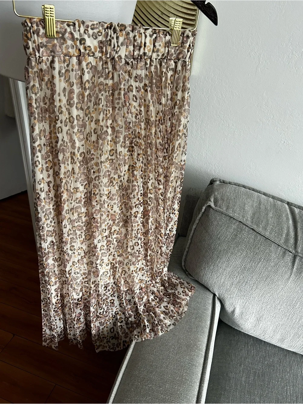 Truly 4 You Pleated Maxi Skirt  PS Leopard Mesh Elastic Waist Boho Grunge Goth